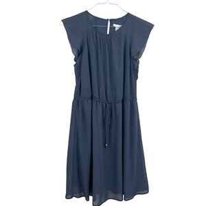 H&M Womens Swiss Dot Flutter Sleeve Dress Navy Drawstring Graduation Size‎ 6